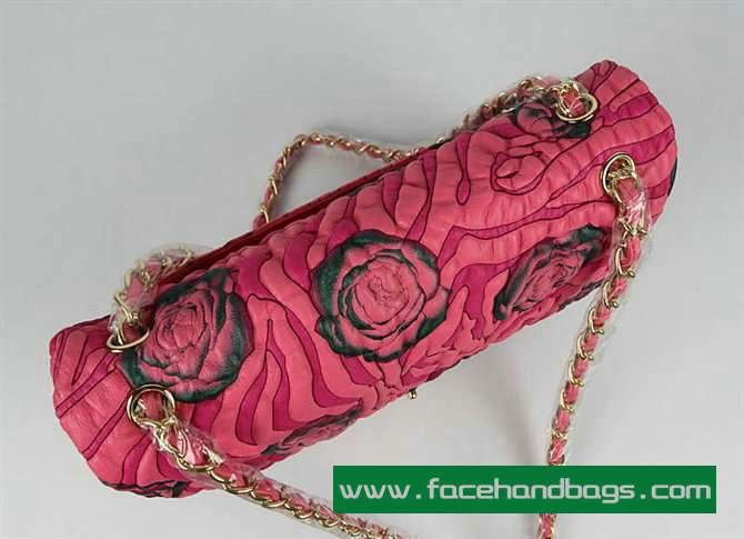 Chanel 2.55 Rose Handbag 50136 Gold Hardware-Pink Green - Click Image to Close